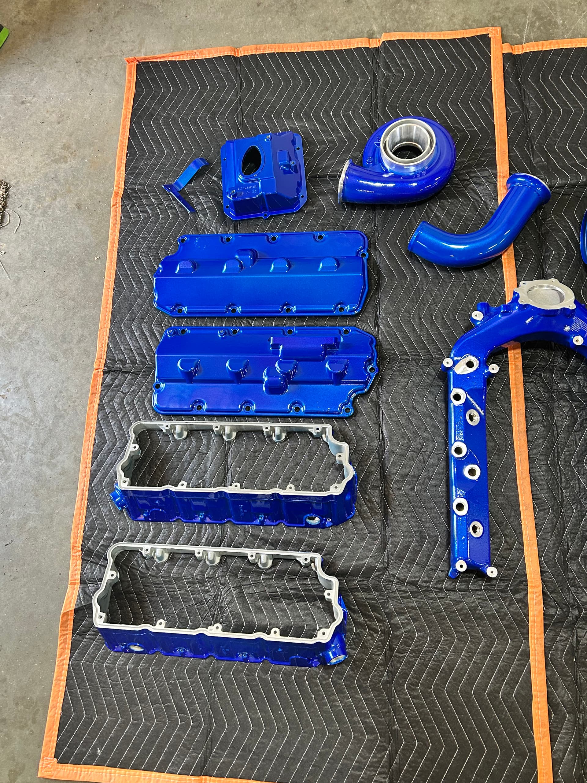 6.4 Power Stroke Engine Bay Parts Coated in Illusion Blueberry