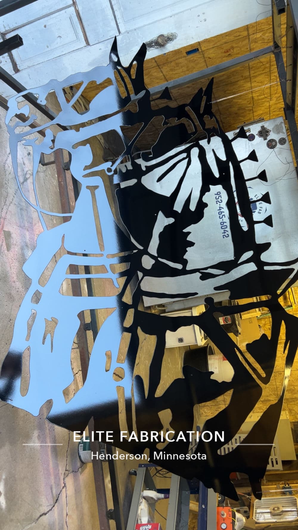 Metal artwork of a butterfly, made by Elite Fabrication in Henderson, Minnesota.