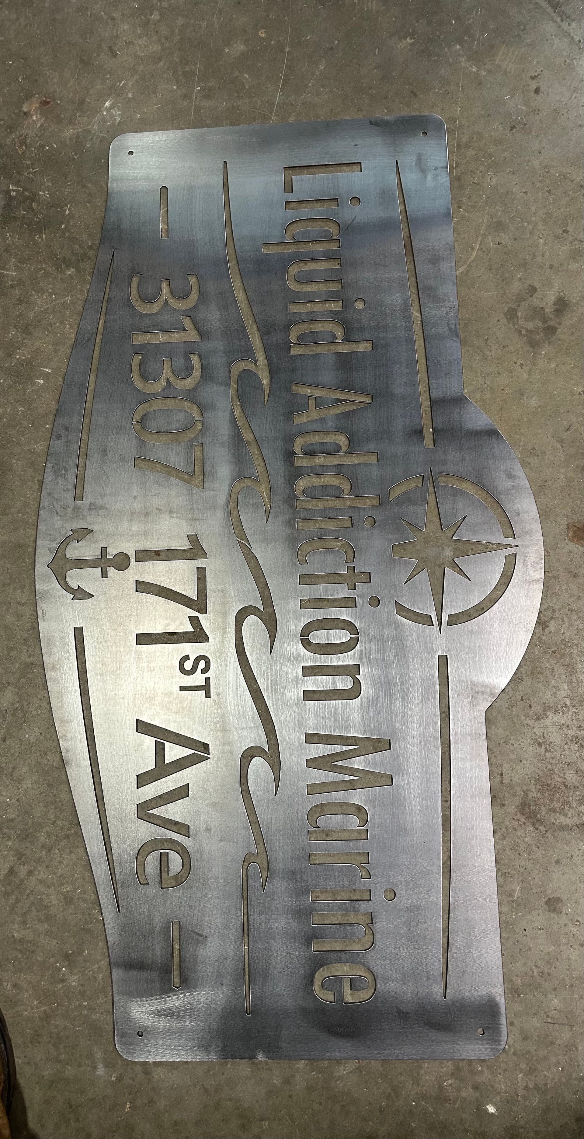 Gallery photos for Custom CNC Plasma Cut Metal Sign for Liquid Addiction Marine: Image #1
