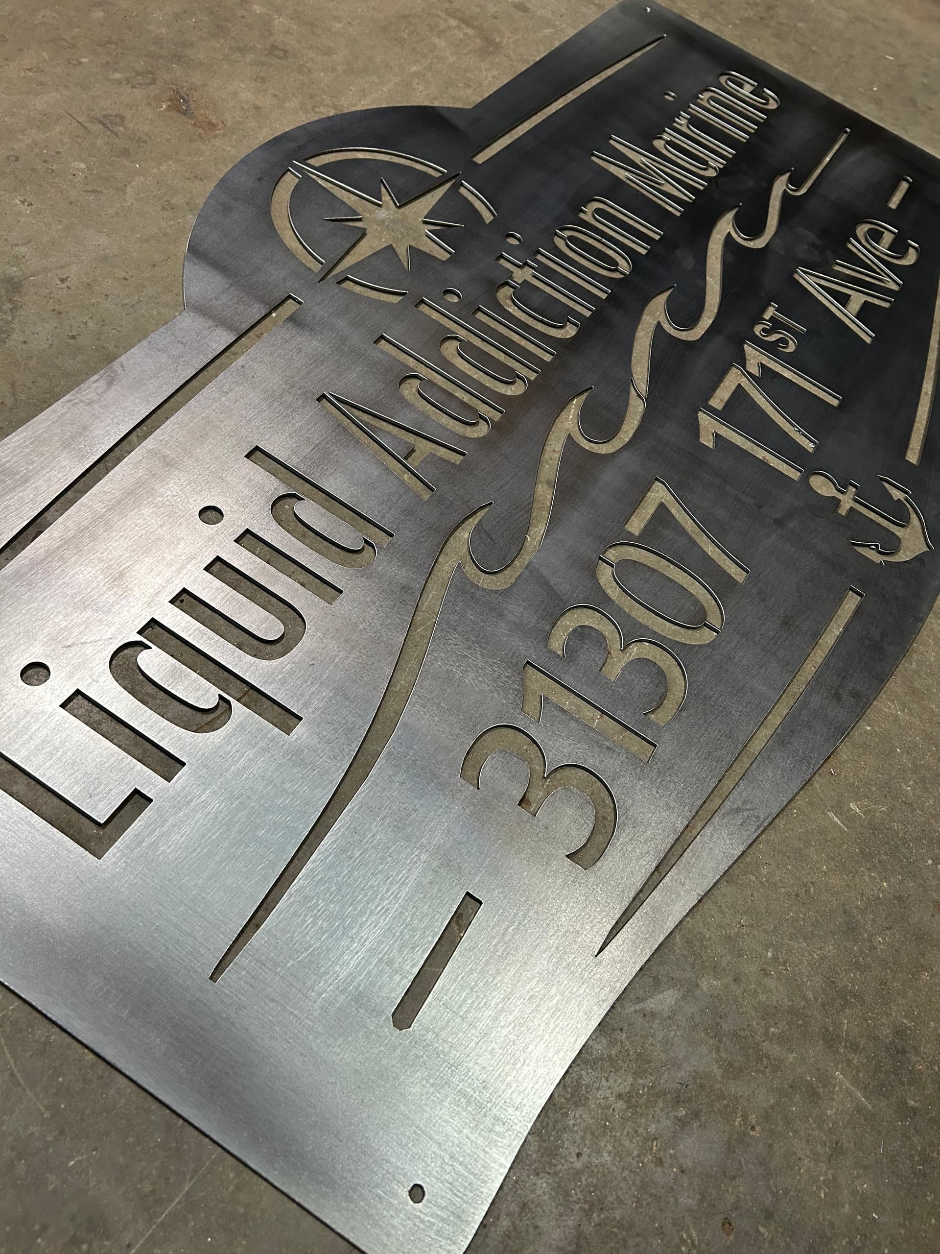 Custom CNC Plasma Cut Metal Sign for Liquid Addiction Marine image